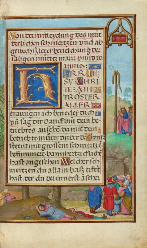 Border with Moses and the Brazen Serpent, about 1525-1530. Creator: Simon Bening.