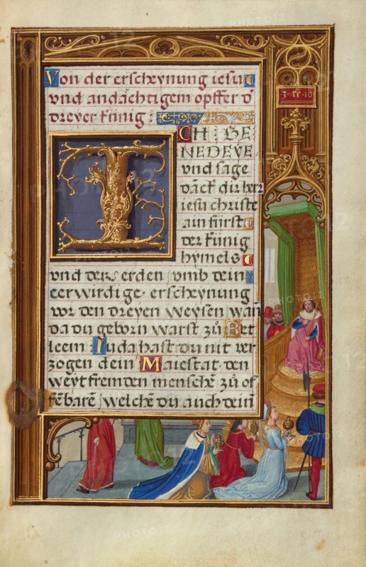 Border with the Queen of Sheba before King Solomon, about 1525-1530. Creator: Simon Bening.