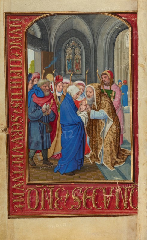 The Presentation in the Temple; Prayer Book of Cardinal Albrecht of Brandenburg, about 1525-1530. Creator: Simon Bening.