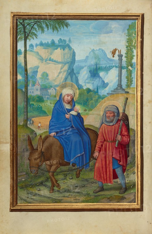The Flight into Egypt; Prayer Book of Cardinal Albrecht of Brandenburg, about 1525-1530. Creator: Simon Bening.