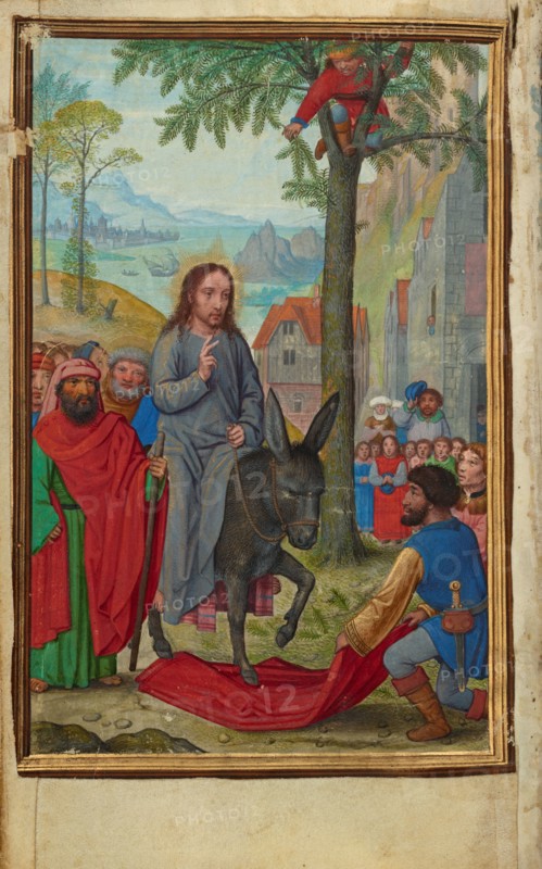 The Entry into Jerusalem; Prayer Book of Cardinal Albrecht of Brandenburg, about 1525-1530. Creator: Simon Bening.
