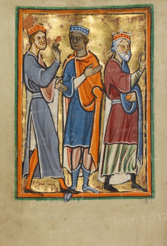 The Magi Approaching Herod; Illustrated Vita Christi, with devotional supplements, about 1190-1200. Creator: Unknown.