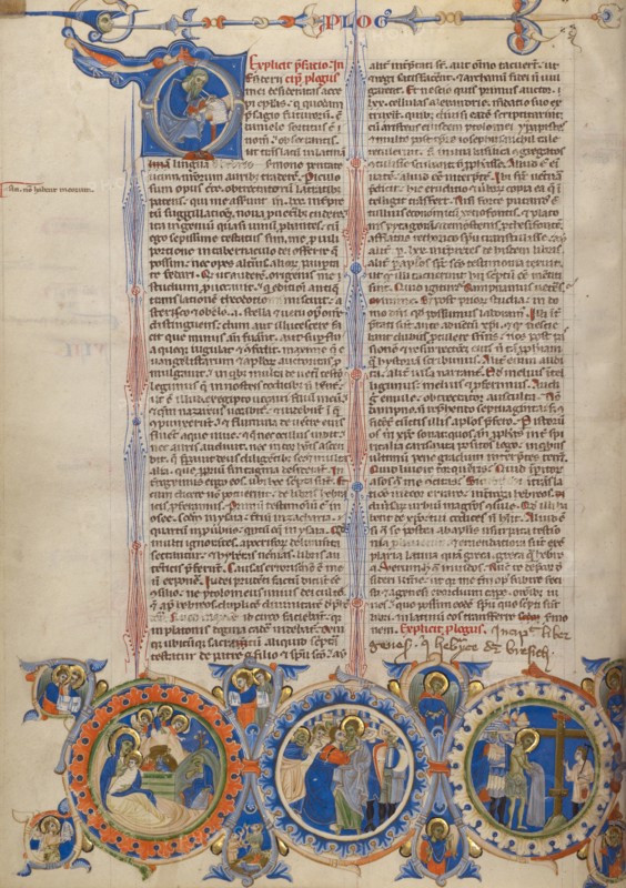 Initial D: Saint Jerome with Scenes of the Life of Christ; Abbey Bible, about 1250-1262. Creator: Unknown.