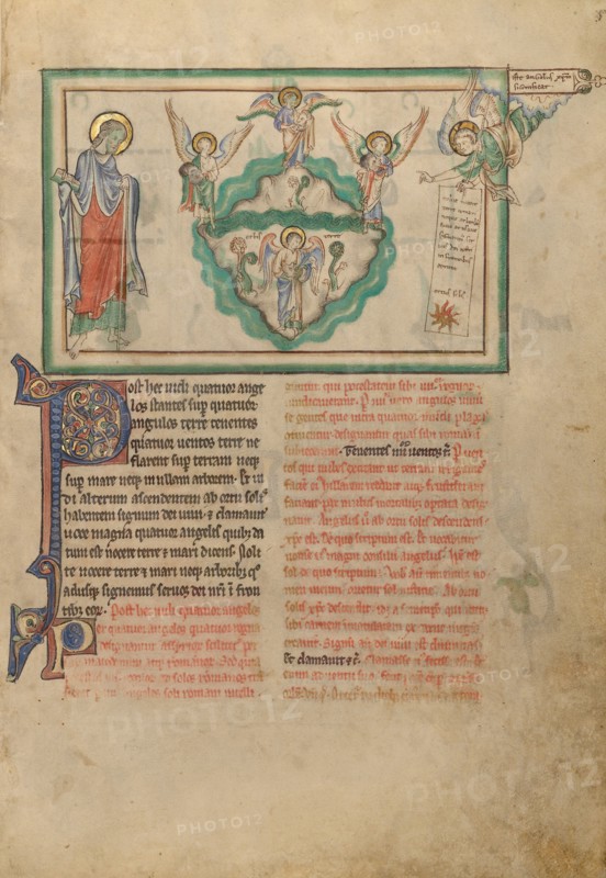 Angels Holding the Four Winds and an Angel Signifying Christ, about 1255-1260. Creator: Unknown.