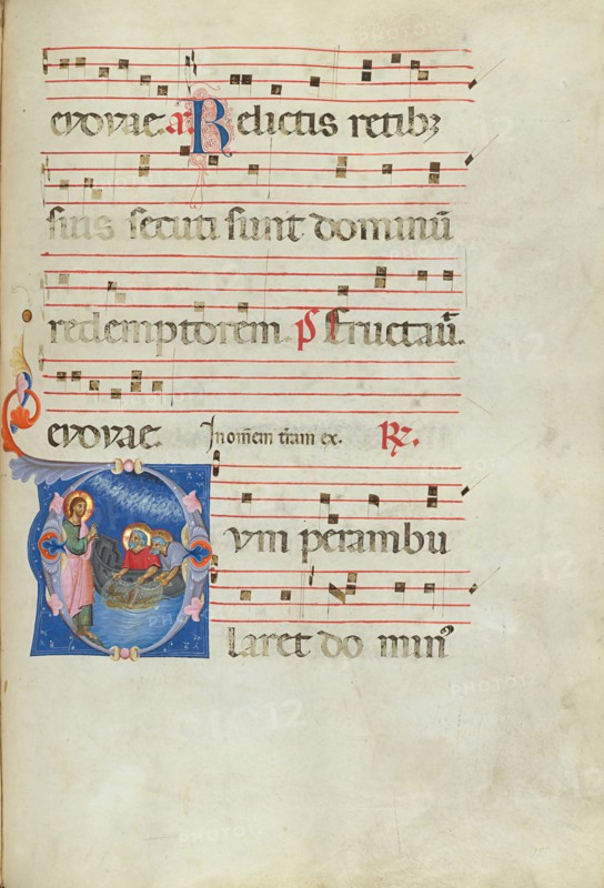 Initial D: The Calling of Saints Peter and Andrew; Antiphonal, late 13th century. Creator: Unknown.