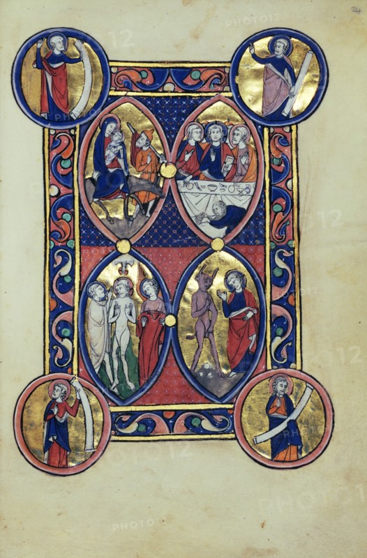 The Flight into Egypt: The Baptism of Christ: The Supper at Bethany..., about 1250-1260. Creator: Unknown.
