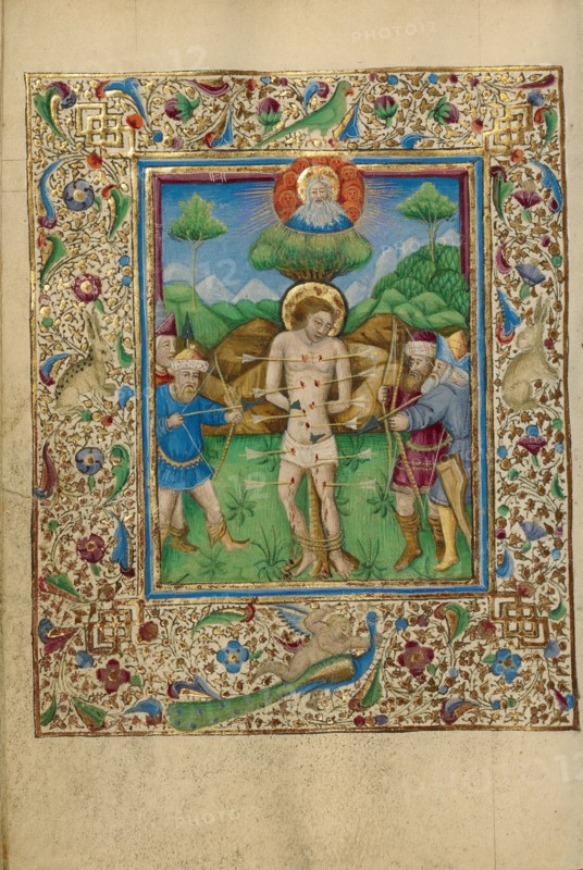 The Martyrdom of Saint Sebastian; Book of Hours, about 1460. Creator: Unknown.