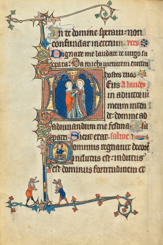 Initial D: The Visitation: Initial D: The Lord Enthroned; Ruskin Hours, about 1300. Creator: Unknown.