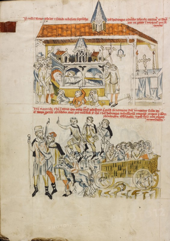 The Sick, the Leprous, and the Lame Praying at Saint Hedwig's Tomb, 1353. Creator: Unknown.
