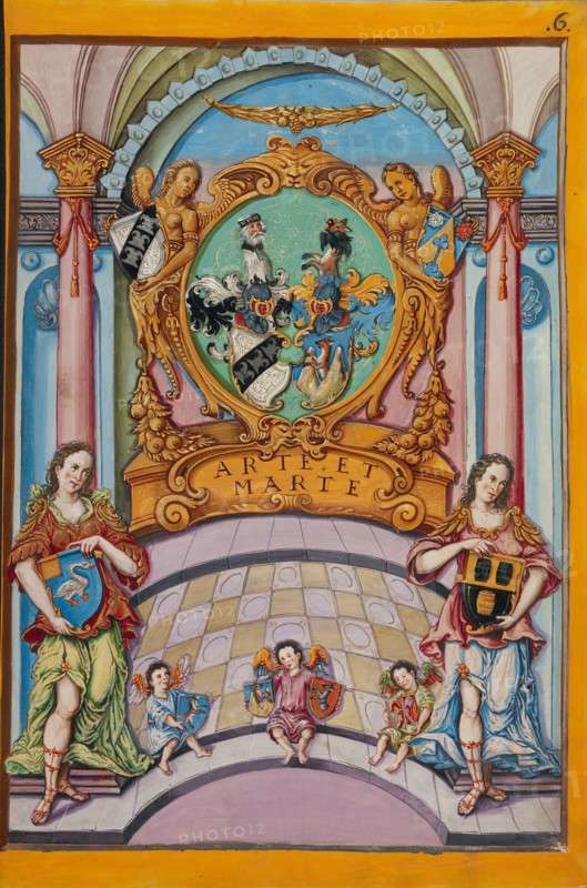Second Frontispiece with the Derrer Coat of Arms; Genealogy of the Derrer Family, about 1626-1711. Creator: Unknown.