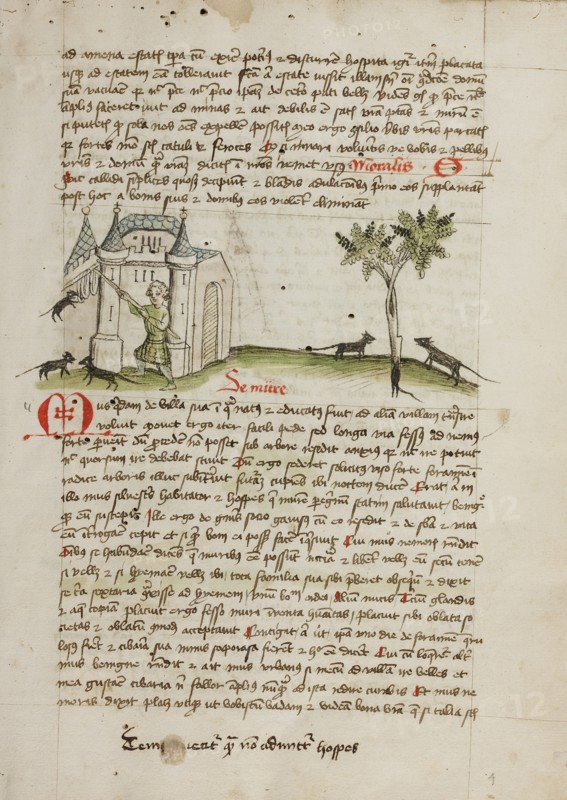 A Man Chasing Mice Away from his House; Fables, third quarter of 15th century. Creator: Unknown.