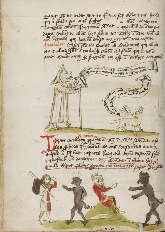A Wolf in a Monk's Habit with a Fox and a Wolf: A Man Meeting a Devil, third quarter of 15th cent. Creator: Unknown.