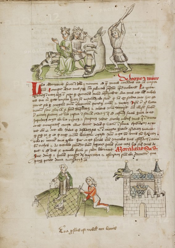 A Crowned Couple with a Dog and a Donkey: A Woman Feeding a Bird..., third quarter of 15th century. Creator: Unknown.