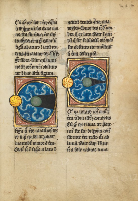 Two Diagrams with the Sun and the Moon; De Natura Avium; De Pastoribus et Ovibus, 1277 or after. Creator: Unknown.