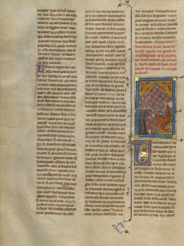 Apollo l'Aventureus Killing a Woman Disguised as a Messenger, about 1320-1340. Creator: Unknown.