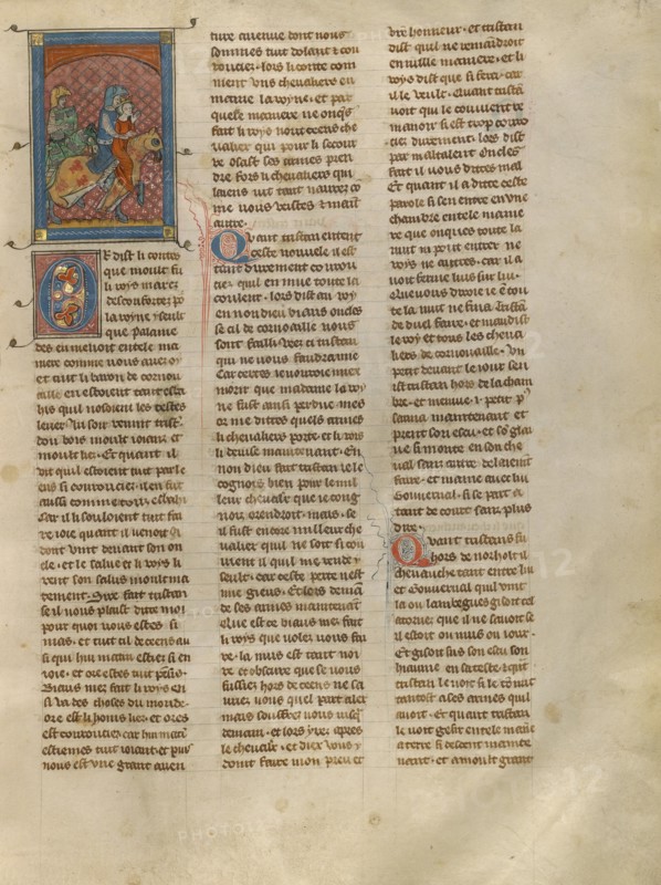 Tristan and Governal Rescuing Iseult, about 1320-1340. Creator: Unknown.