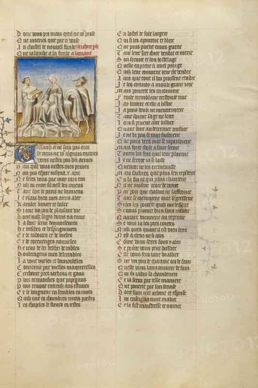 The Personification of Riches Overcome by the Sight of Gold in a Casket; Roman de la Rose,about 1405 Creator: Unknown.