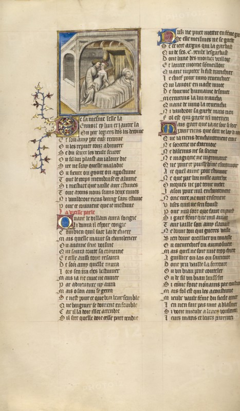 A Woman Meeting with Her Lover while Her Husband Sleeps, about 1405. Creator: Unknown.