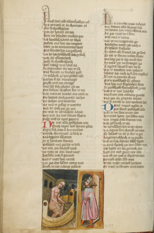 David and Bathsheba; Weltchronik, about 1400-1410. Creator: Unknown.