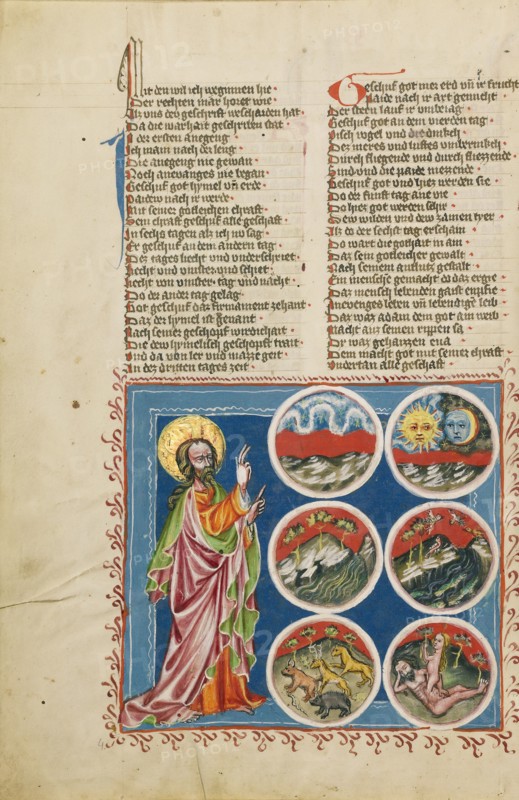 The Creation of Heaven and Earth, The Separation of Light and Darkness... about 1400-1410. Creator: Unknown.