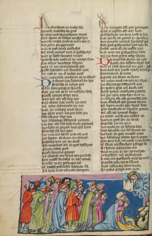 Moses and the Seventy Elders before God; Weltchronik, about 1400-1410. Creator: Unknown.