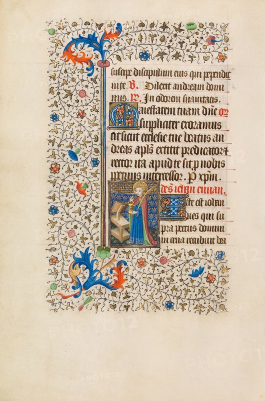 Saint John the Evangelist with the Poisoned Chalice; Book of Hours, about 1440-1450. Creator: Workshop of the Bedford Master.