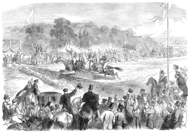 Steeplechase with gentlemen riders at Madrid, 1864.  Creator: Unknown.