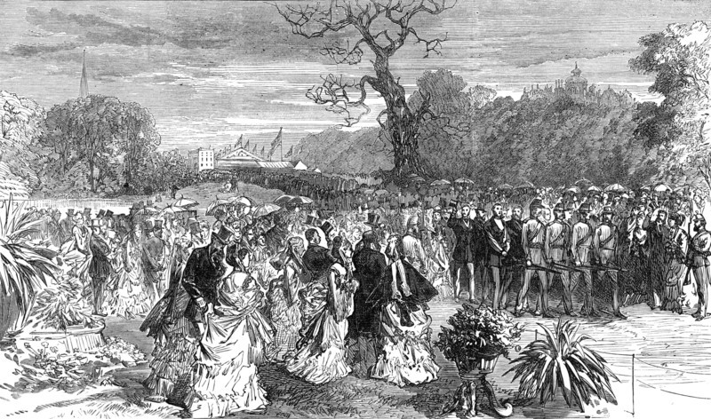 Prince Arthur at the Royal Horticultural Society's Exhibition, Birmingham: The Gardens, 1872. Creator: Unknown.