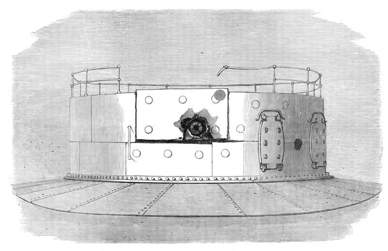 The turret of H.M.S. Glatton after the first shot that struck, 1872. Creator: Unknown.