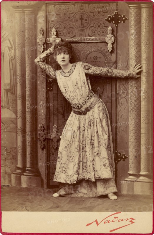 Sarah Bernhardt as the Empress Theodora in Sardou's 'Theodora', neg 1884; print and mount about 1889 Creator: Nadar.