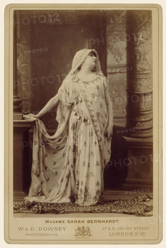 Sarah Bernhardt in the role of Racine's Phèdre, about 1874. Creator: W&D Downey.