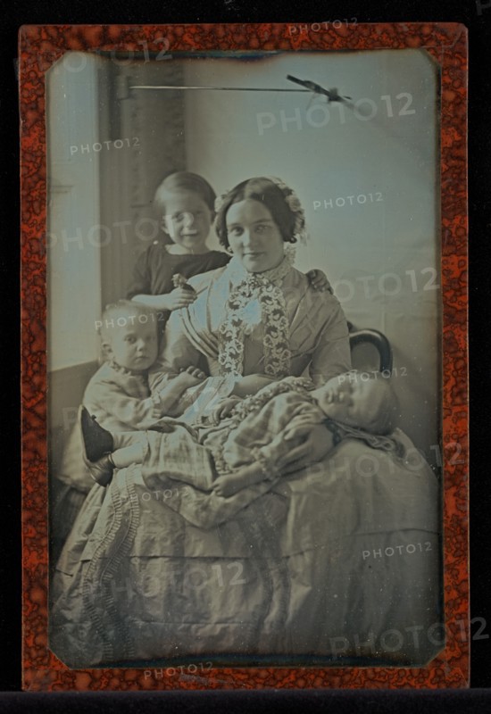 My Helene, On her Lap Little Mathilda Asleep, and Close By, Our Two Other Children, Robert..., 1851. Creator: Hermann Carl Eduard Biewend.