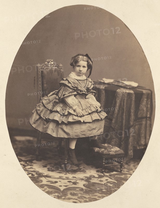 Portrait of a Seated Girl, about 1858. Creator: Andre-Adolphe-Eugene Disderi.