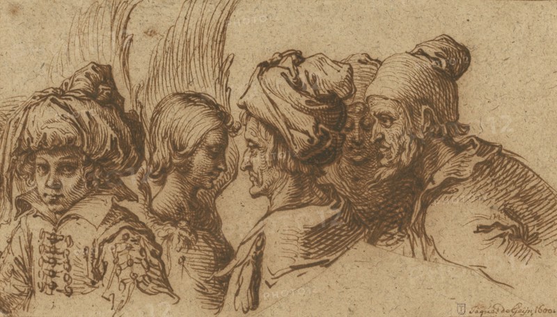 Boy in a Turban, Winged Angel and Three Companions, about 1600. Creator: Jacques de Gheyn II.