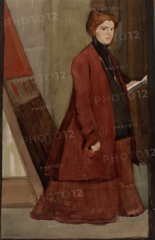 Self-Portrait During Pregnancy, 1901. Creator: Elena Luksch-Makowsky.
