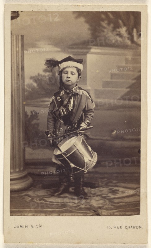 Little boy in uniform, 1870s. Creator: Jamin & Cie.