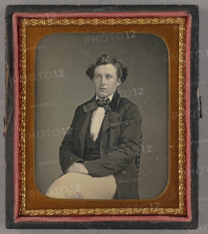 Portrait of a Seated Man with Large Bow Tie, about 1850. Creator: Unknown.