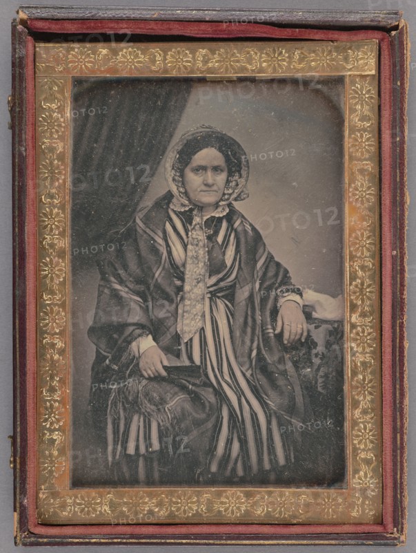 Portrait of a Seated Middle-aged Woman in Bonnet, about 1850. Creator: Unknown.