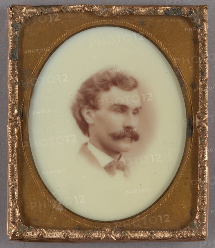 Vignetted Portrait of a Man with Moustache, about 1875. Creator: Unknown.