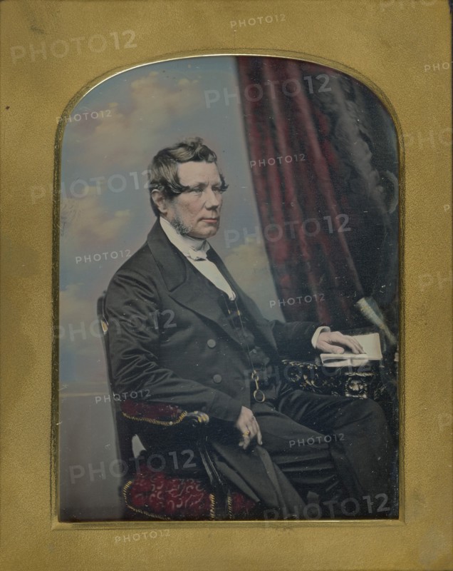 Portrait of a Seated Man with Graying Muttonchop Whiskers, 1852-1855. Creator: William Edward Kilburn.