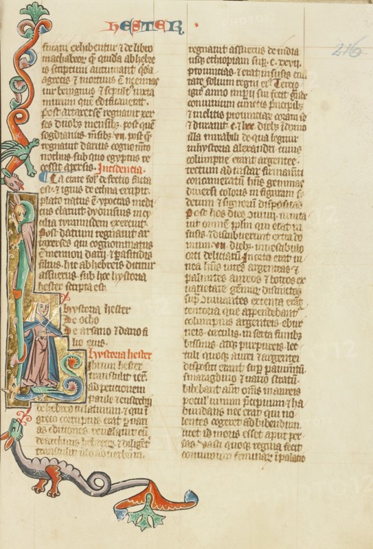 Initial L: Esther; Historia Scholastica, about 1300. Creator: Unknown.