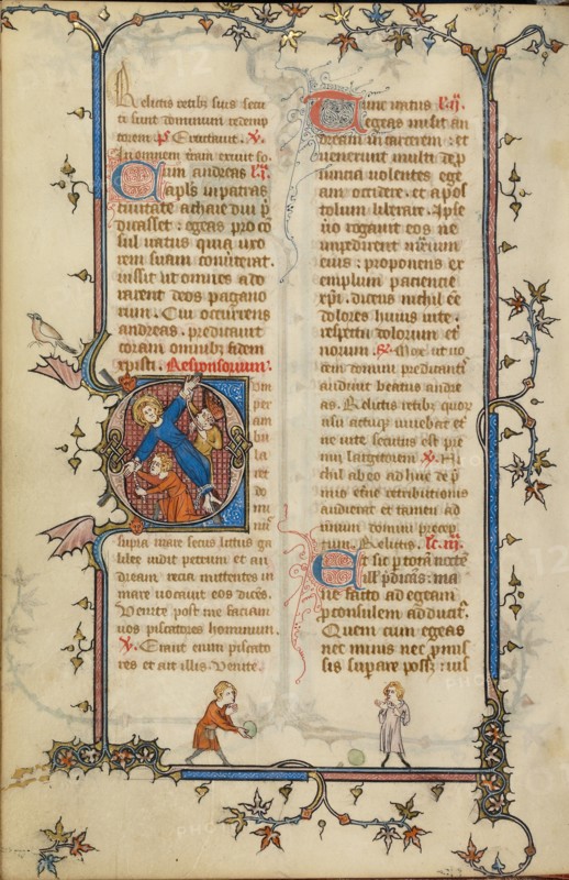 Initial C: The Martyrdom of Saint Andrew; Breviary, about 1320-1325. Creator: Unknown.