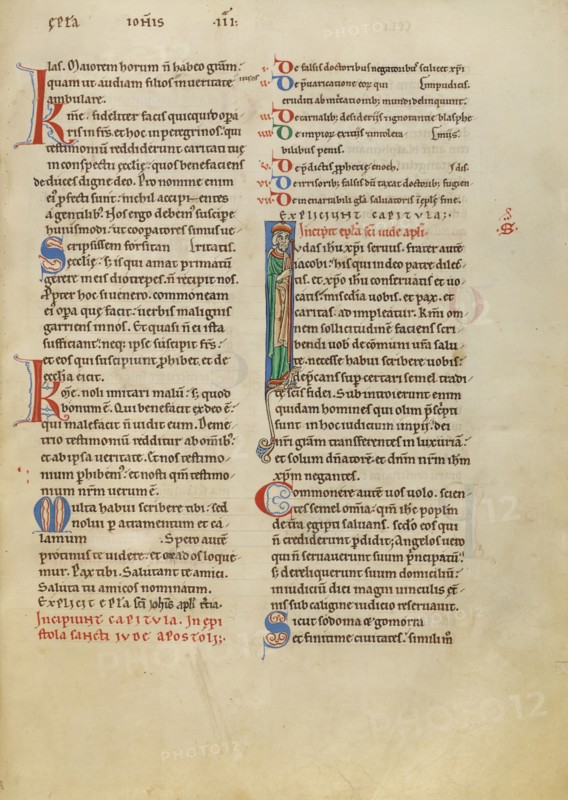 Initial I: Saint Jude; New Testament (with Canons of Priscillian), about 1170. Creator: Unknown.
