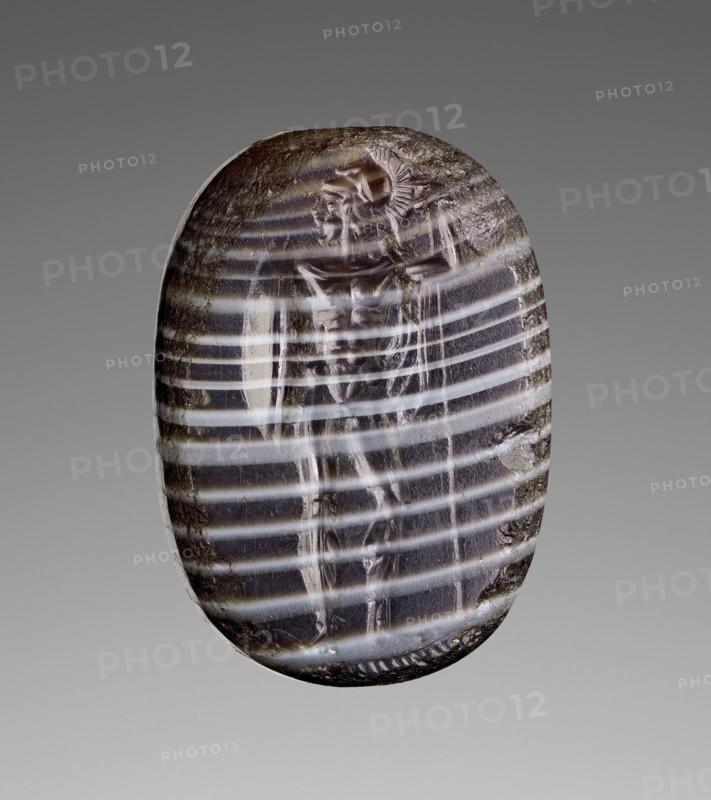 Engraved Scaraboid with a Standing Warrior, about 475 BC. Creator: Unknown.