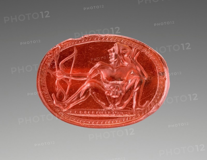 Engraved Scarab with a Nude Archer, about 500 BC. Creator: Unknown.