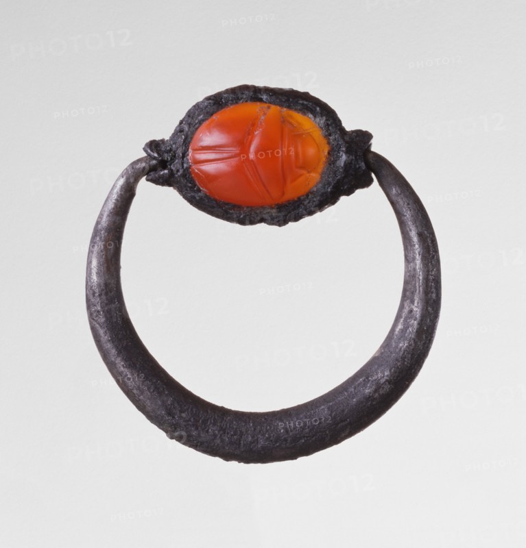Engraved Scarab Gem Inset Into a Ring, late 6th century BC. Creator: Unknown.