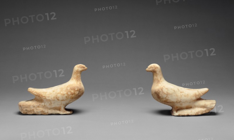 Two Doves from a Funerary Monument, 350-300 BC. Creator: Unknown.