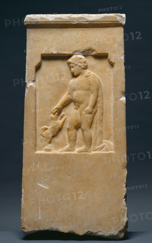 Grave Stele of Moschion with his Dog, about 375 BC. Creator: Unknown.