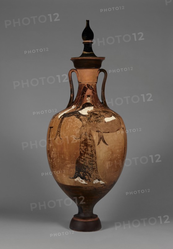 Panathenaic Amphora with Lid, about 320 BC. Creator: Nichomachos Group.
