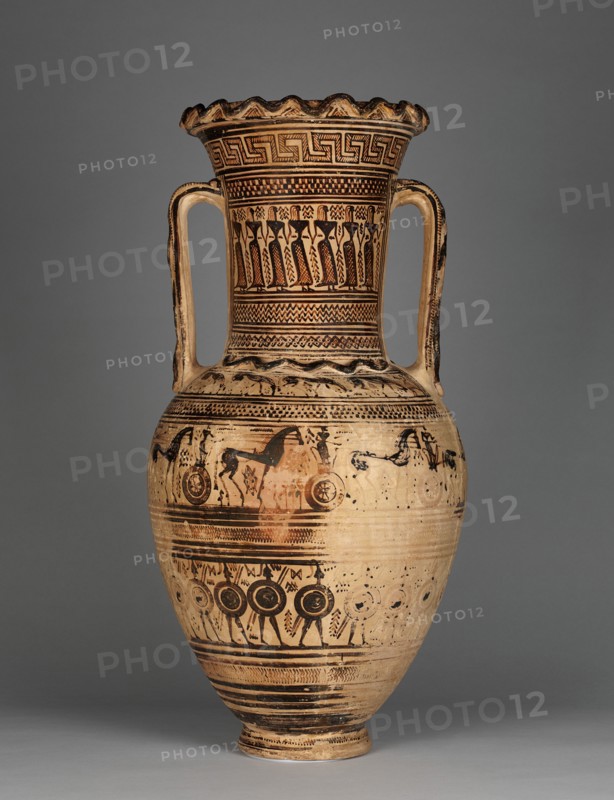 Funerary Amphora with Scenes of Mourning, 720-700 BC. Creator: Philadelphia Painter.